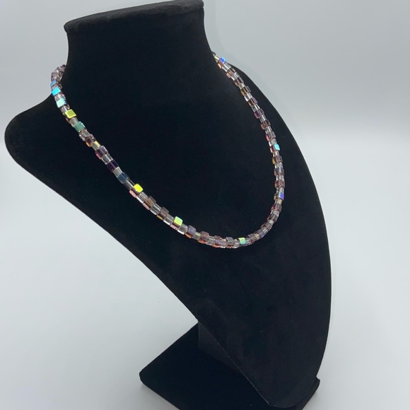 Handmade Glass Cube Bead Necklace & Bracelet Set - Picture 3 of 11